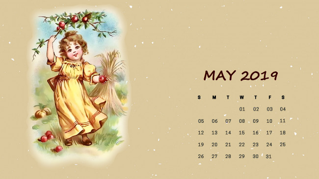 Обои картинки фото календари, рисованные,  векторная графика, фрукт, ветка, девочка