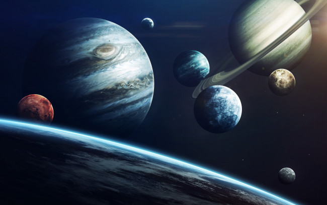 Обои картинки фото космос, арт, solar, system, jupiter, planet