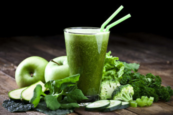 Картинка еда напитки брокколи яблоки петрушка зеленый смузи