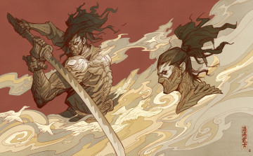 Картинка аниме оружие +техника +технологии самурай меч монстр