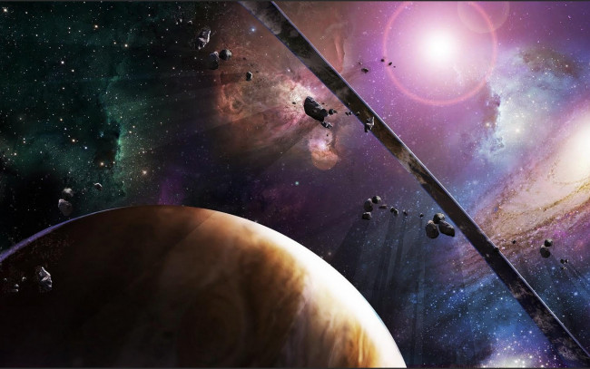 Обои картинки фото видео игры, halo,  combat evolved, планеты, астероиды, свет, космос
