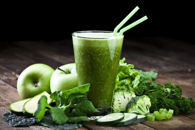 Обои картинки фото еда, напитки, брокколи, яблоки, петрушка, зеленый, смузи
