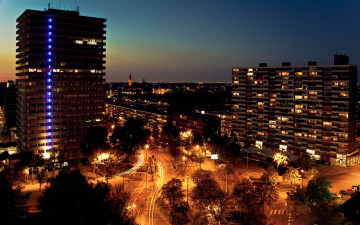 Картинка города огни ночного voorhof netherlands