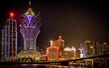 Картинка macau china города огни ночного