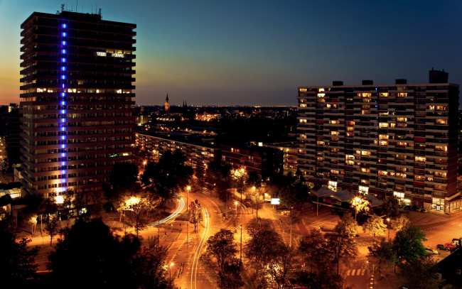 Обои картинки фото города, огни, ночного, voorhof, netherlands