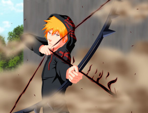 Картинка аниме bleach блич арров лук стрела парень рыжий