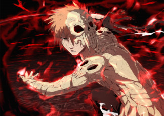 Картинка аниме bleach рыжий парень скелет фильм 4 шинигами блич