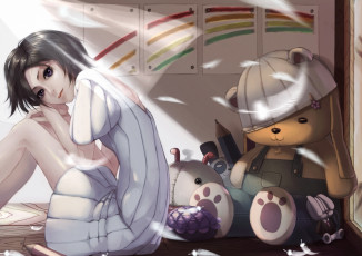 Картинка аниме bleach рукия девушка блич сидит игрушки комната кучики