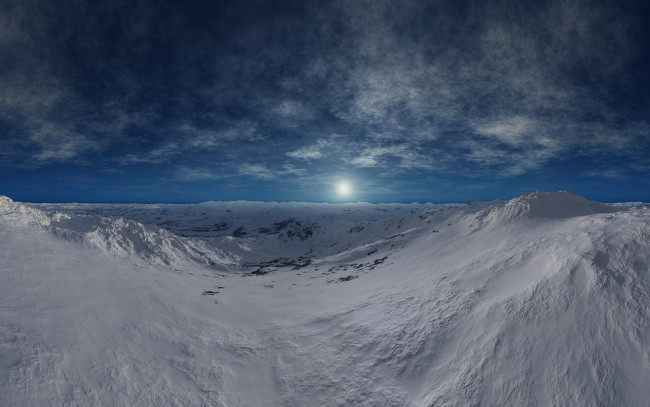 Обои картинки фото 3д графика, природа , nature, горы, облака, солнце, снег