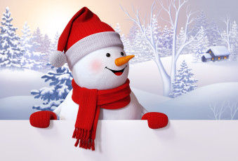 Картинка рисованное праздники снеговик снег зима