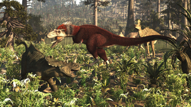 Обои картинки фото 3д графика, животные , animals, динозавры, лес
