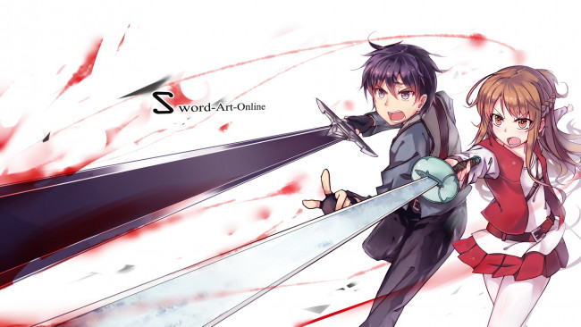 Обои картинки фото аниме, sword art online, асуна, кирито