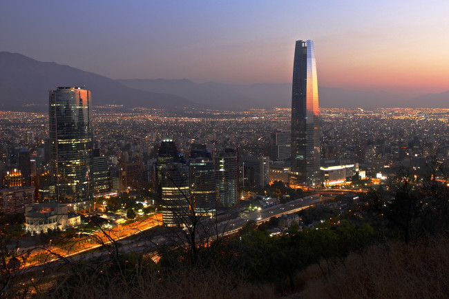 Обои картинки фото города, сантьяго , Чили, вечерний, город, сантьяго