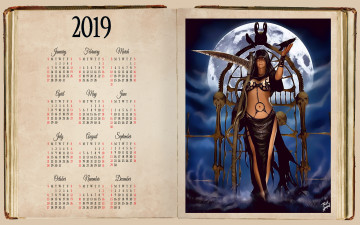 Картинка календари фэнтези книга девушка луна