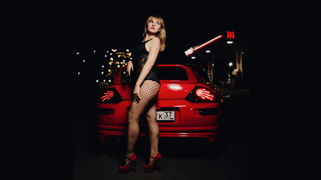 Обои картинки фото автомобили, -авто с девушками, mitsubishi, eclipse