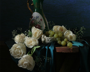 Картинка ира быкова розы виноград цветы
