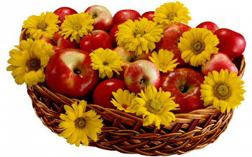 обоя еда, Яблоки, цветы