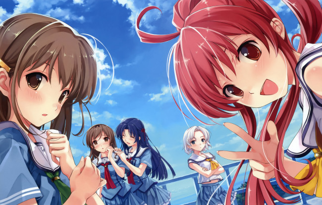 Обои картинки фото аниме, kurehito, misaki, mangaka, школьная, форма, девушка, школьницы