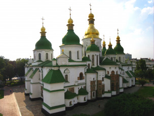 обоя софиевский, собор, города, киев, украина, купола, древний