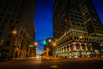 Картинка detroit michigan usa города огни ночного улица дома ночь