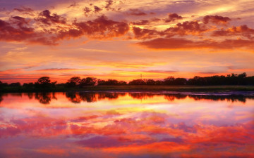 Картинка природа восходы закаты тучи зарево озеро