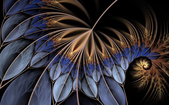 Обои картинки фото 3д, графика, fractal, фракталы, линии, спираль, лист, листья