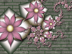 Картинка 3д+графика flowers+ цветы стена фон лепестки