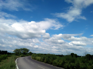 Картинка природа дороги поворот лето шоссе