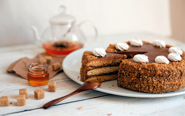 Обои картинки фото еда, торты, сахар, лакомство, торт, мед