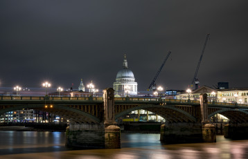обоя города, лондон , великобритания, мост, ночь, город, лондон