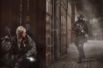 Картинка разное люди девушка фон униформа солдат автомат