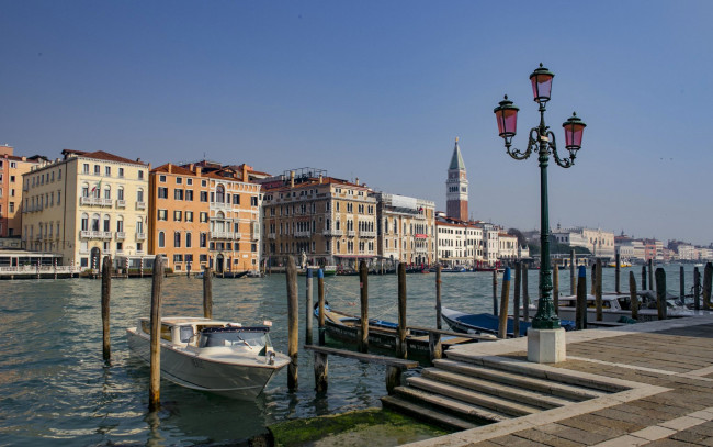 Обои картинки фото города, венеция , италия, канал, фонарь