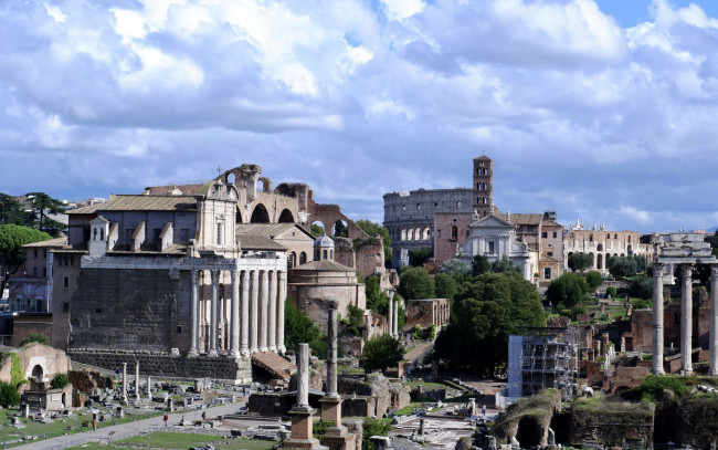 Обои картинки фото temple of saturn, colosseum, города, рим,  ватикан , италия, temple, of, saturn