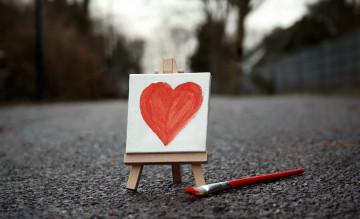 Картинка праздничные день+святого+валентина +сердечки +любовь сердечко мольберт кисть