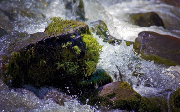 обоя water, through, rocks, природа, вода, поток, камни, пороги