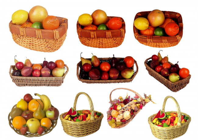 Обои картинки фото еда, фрукты, ягоды, сливы, груши, корзины