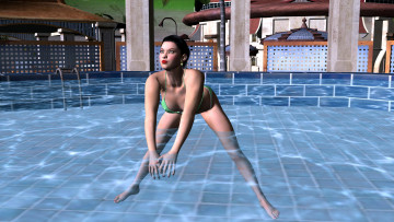 Картинка 3д графика people люди девушка бассейн вода