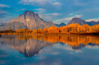 Картинка природа реки озера oxbow bend национальный парк гранд-титон сша штат вайоминг осень