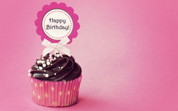 обоя еда, пирожные,  кексы,  печенье, кекс, день, рождения, cupcake, happy, birthday