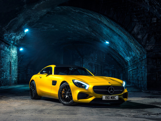 Обои картинки фото 2015 amg mercedes gt s c190, автомобили, mercedes-benz, металлик, тюнинг, желтый