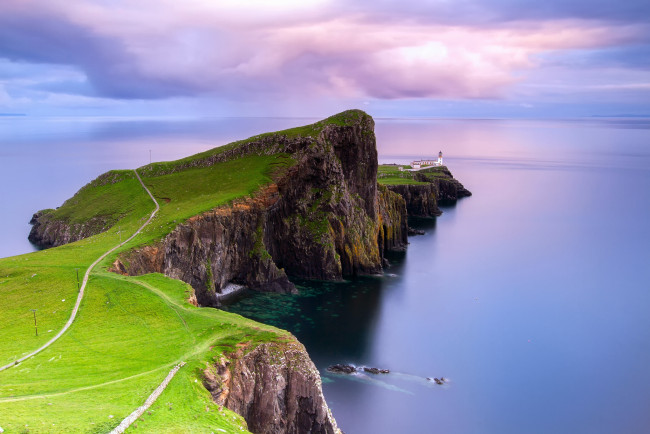 Обои картинки фото природа, маяки, шотландия, neist, point, архипелаг, внутренние, гебриды, остров, скай, на, краю, маяк