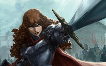 Картинка фэнтези девушки меч оружие девушка взгляд доспехи арт фэнтази