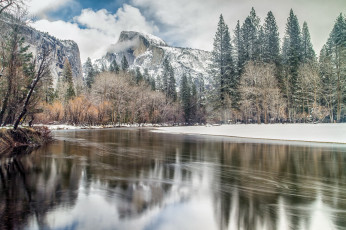 Картинка природа реки озера река горы зима