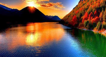 Картинка природа восходы закаты горы лес закат озеро