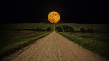 Картинка природа дороги луна проселочная дорога ночь