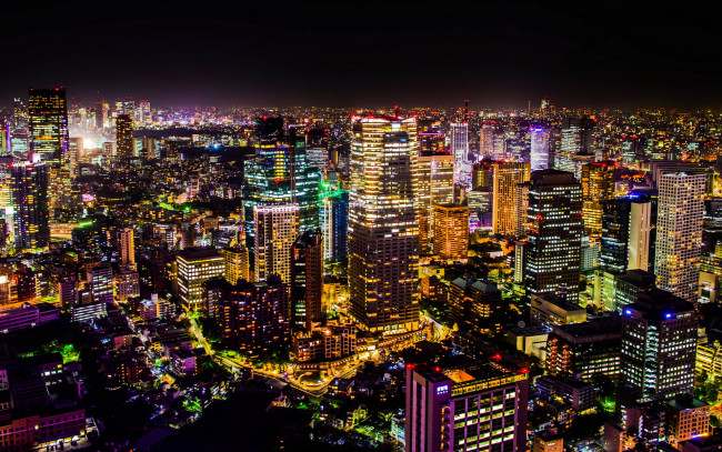 Обои картинки фото токио, Япония, города, токио , городской, пейзаж, панорама, освещение, современные, здания, ночные, пейзажи, япония
