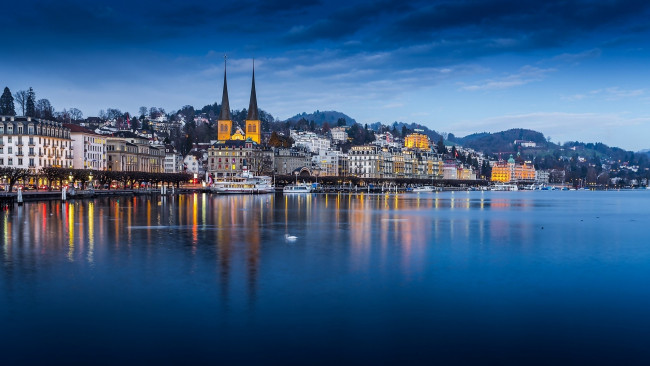 Обои картинки фото города, люцерн , швейцария, река, здания