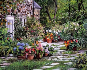 Картинка рисованное города дом сад