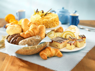Картинка еда пирожные кексы печенье круассаны торт хлеб булочки бисквит пирог
