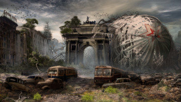 Картинка новый союз видео игры москва машины автобусы постапокалипсис арка